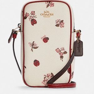 Coach North/South Zip Phone Crossbody Bag w/Lady Bugs